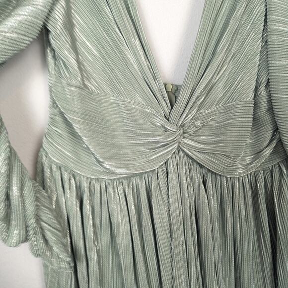 Sabina Musáyev Metallic Mint Green Morgana Long Sleeve Mini Dress Size L - Picture 7 of 13